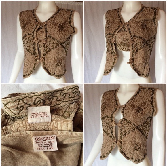VTG Embroidered Indian halter top bra w/ vest set - Picture 2 of 8